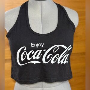 Coca Cola Women's Black and White Crop Top